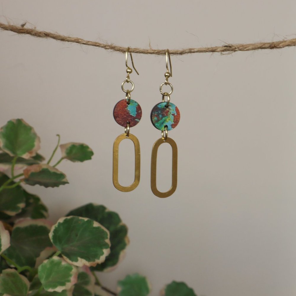 Copper & gold oval dangles